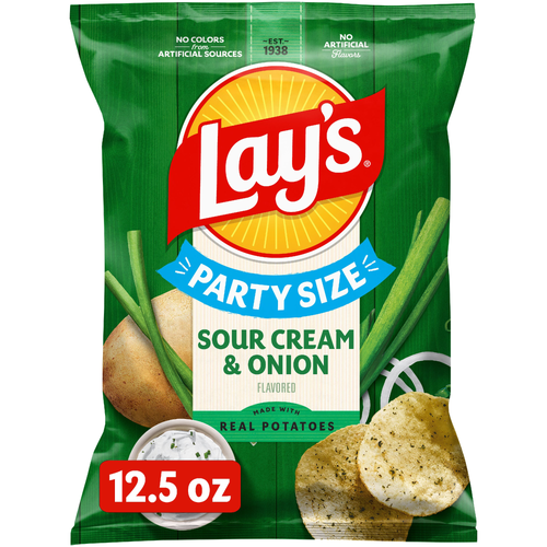 Lay's Party Size Sour Cream & Onion Flavored Potato Chips - 12.5 Ounce