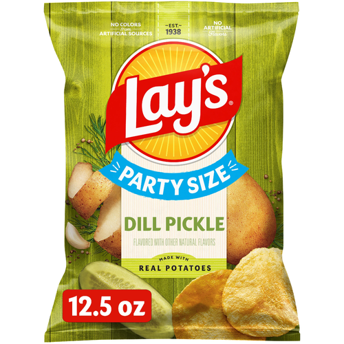Lay's Party Size Dill Pickle Flavored Potato Chips - 12.5 Ounce Image 1 of 3