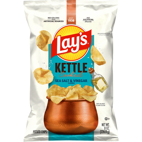 Lay's Kettle Cooked Potato Chips Sea Salt & Vinegar Flavored - 8 Ounce - 1 Count