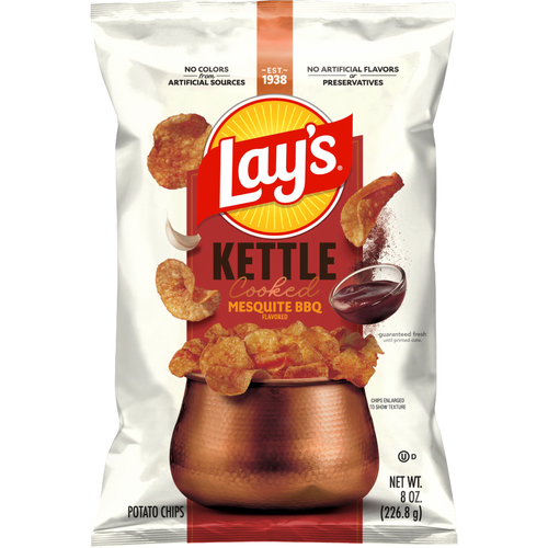 Lay's Kettle Cooked Potato Chips Mesquite BBQ Flavored - 8 Ounce