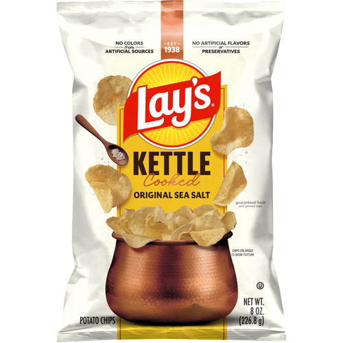 Lay's Kettle Cooked Potato Chips Original Sea Salt - 8 Ounce - 1 Count