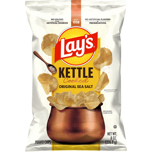 Lay's Kettle Cooked Potato Chips Original Sea Salt - 8 Ounce
