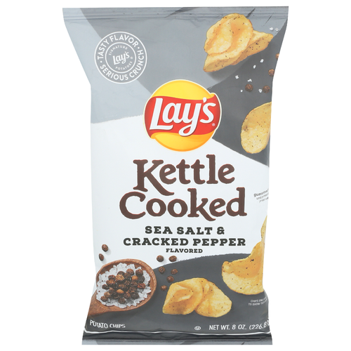 Lay's Kettle Cooked Sea Salt & Cracked Pepper Flavored Potato Chips - 8 Ounce Image 1 of 4