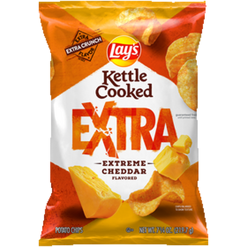 Lay's Kettle Cooked Extra Extreme Cheddar Flavored Potato Chips - 7.75 Ounce