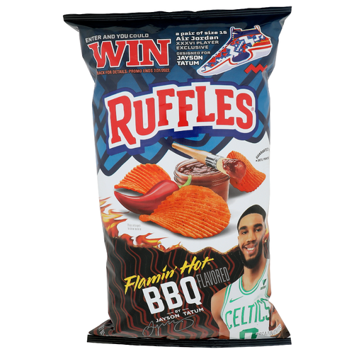 Ruffles Brand Flamin' Hot BBQ Flavored By Jayson Tatum Potato Chips - 8 Ounce