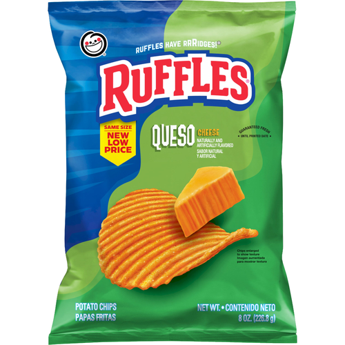 Ruffles Potato Chips Queso Cheese Flavored - 8 Ounce