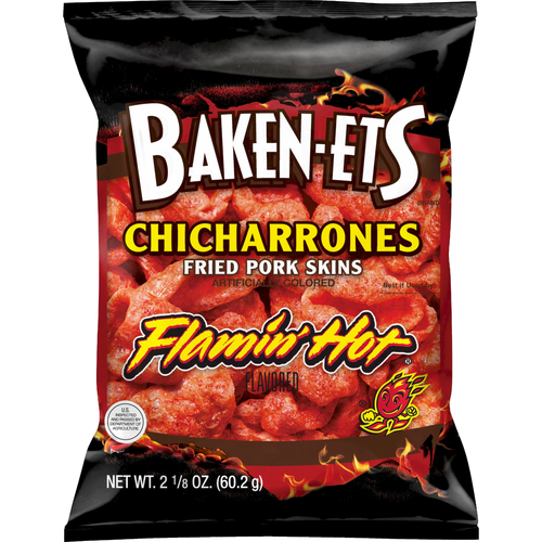 Baken-ets Flamin' Hot Chicharrones Traditional Fried Pork Skins - 2.13 Ounce