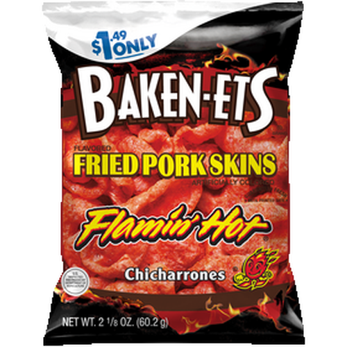 Baken-ets Flamin' Hot Chicharrones Traditional Fried Pork Skins - 2.13 Ounce