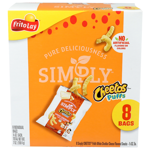 Simply Cheetos White Cheddar Cheese Puffs - 0.875 Ounce - 8 Count