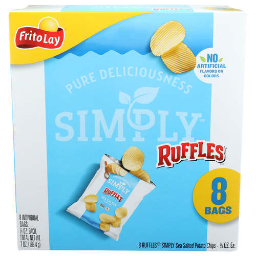 Ruffles Brand Sea Salted Potato Chips - 0.875 Ounce - 8 Count Image 1 of 4