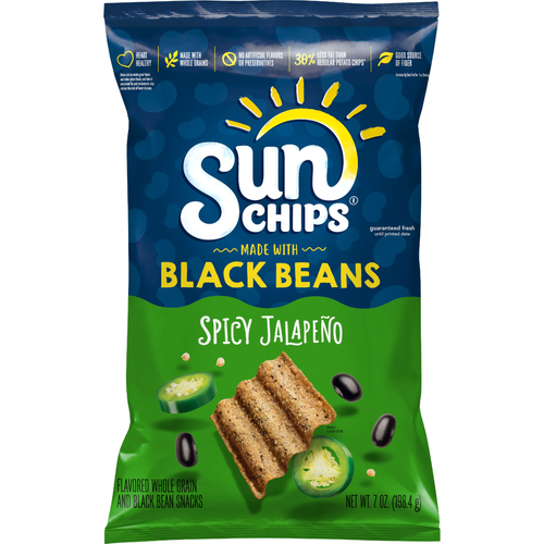 SunChips Flavored Whole Grain And Black Bean Snacks Spicy Jalapeno - 7 Ounce