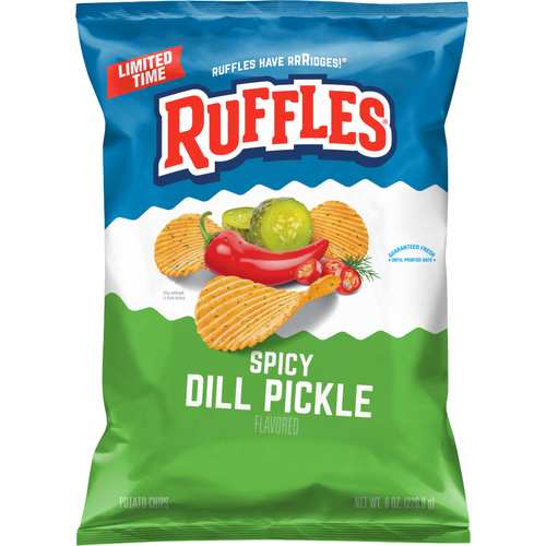 Ruffles Potato Chips Spicy Dill Pickle Flavored - 8 Ounce