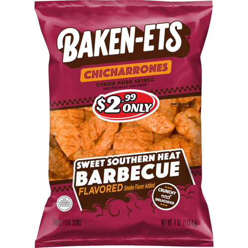 Baken-ets Chicharrones Fried Pork Skins Sweet Southern Heat BBQ Flavored - 4 Ounce