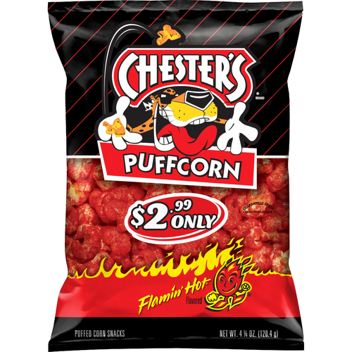 Chester's  Puffcorn Flamin' Hot Flavored Corn Snacks - 4.25 Ounce