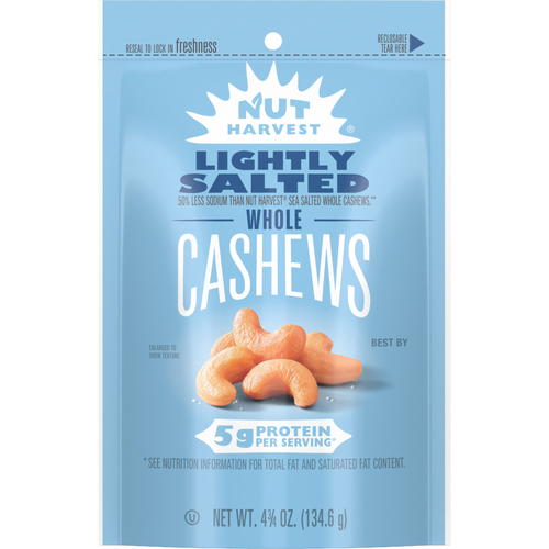 Nut Harvest Whole Cashews Lightly Salted 4 3 - 4.75 Ounce