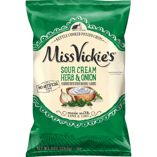 Miss Vickie's Kettle Cooked Potato Chips Sour Cream Herb & Onion - 8 Ounce