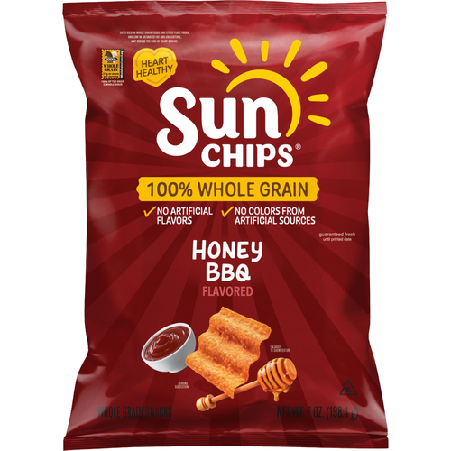 SunChips Whole Grain Snacks Honey BBQ Flavored - 7 Ounce