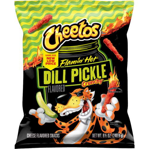 Cheetos  Crunchy Flamin' Hot Dill Pickle Cheese Flavored Snacks - 8.5 Ounce