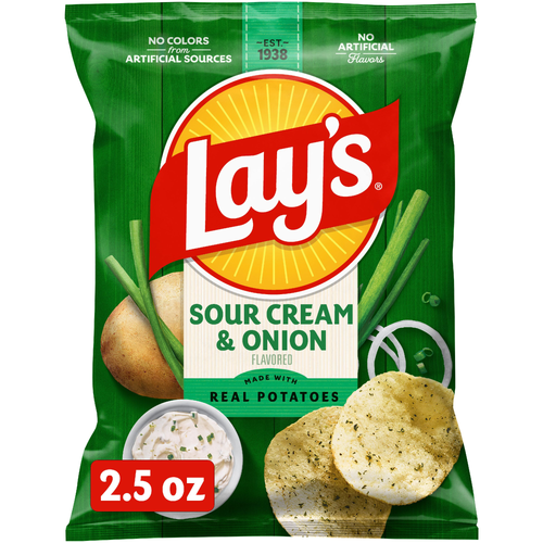 Lay's Sour Cream & Onion Flavored Potato Chips - 2.5 Ounce