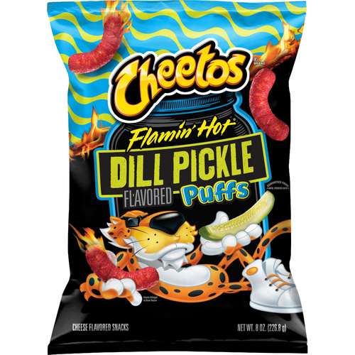 Cheetos Puffs Cheese Flavored Snacks Flamin Hot Dill Pickle - 8 Ounce