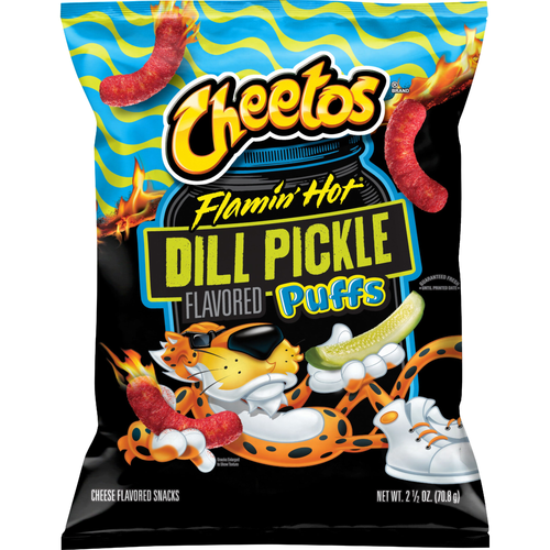 Cheetos Puffs Flamin' Hot Dill Pickle Flavored Snacks - 2.5 Ounce