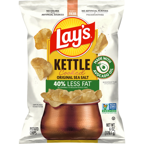 Lay's Kettle Cooked Potato Chips Original Sea Salt - 6 Ounce