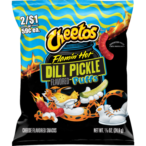 Cheetos Puffs Flamin' Hot Dill Pickle Flavored Snacks - 0.88 Ounce