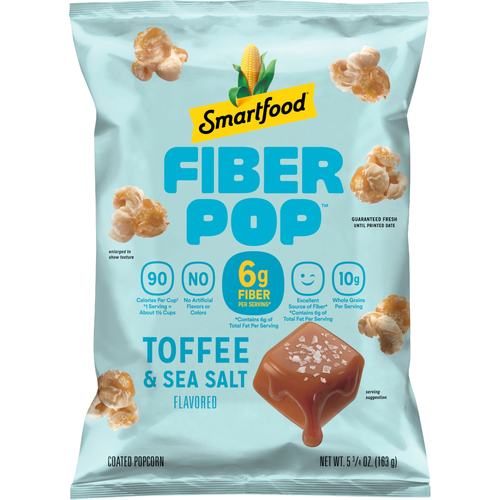 Smartfood Fiber Pop Toffee And Sea Salt Flavored Popcorn - 5.75 Ounce