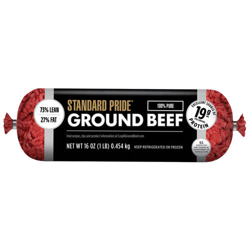 Standard Pride® 73% Lean / 27% Fat, Ground Beef Roll - 1 Pound