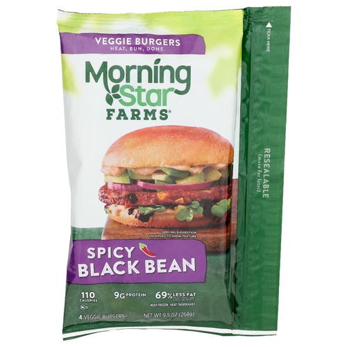 Morning Star Farms Spicy Black Bean Veggie Burgers - 2.375 Ounce - 4 Count