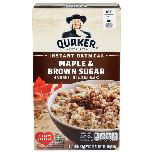 Quaker Maple & Brown Sugar Instant Oatmeal - 1.51 Ounce - 10 Count