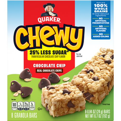 Quaker Chewy Granola Bars Less Sugar Chocolate Chip - 6.7 Ounce