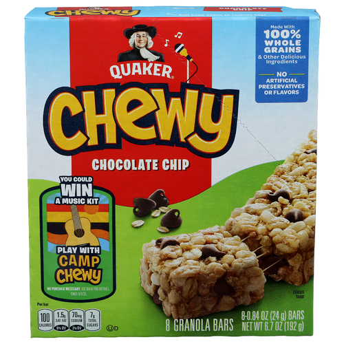 Quaker Chewy Chocolate Chip Granola Bars - 0.838 Ounce - 8 Count
