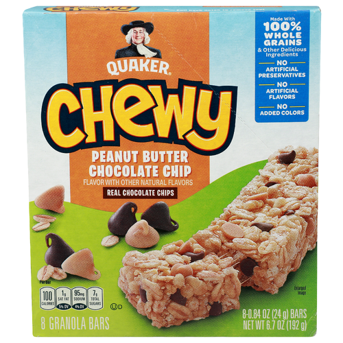 Quaker Chewy Peanut Butter Chocolate Chip Granola Bars - 0.838 Ounce - 8 Count