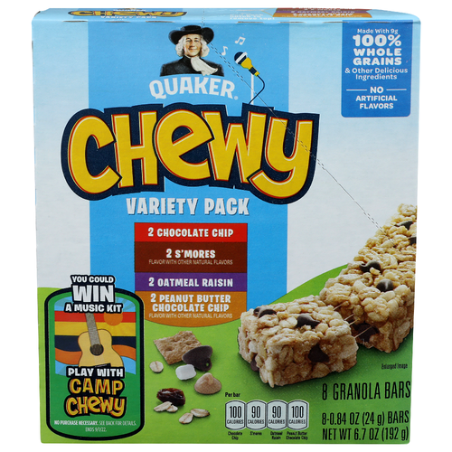 Quaker Chewy Variety Pack Granola Bars - 0.838 Ounce - 8 Count