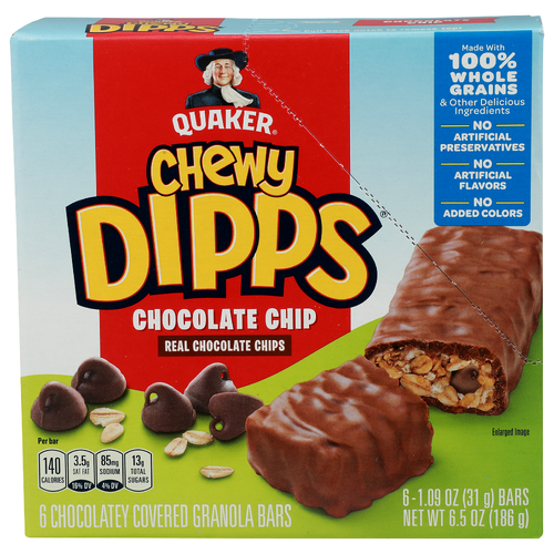 Quaker Chocolate Chip Chewy Dipps - 1.083 Ounce - 6 Count