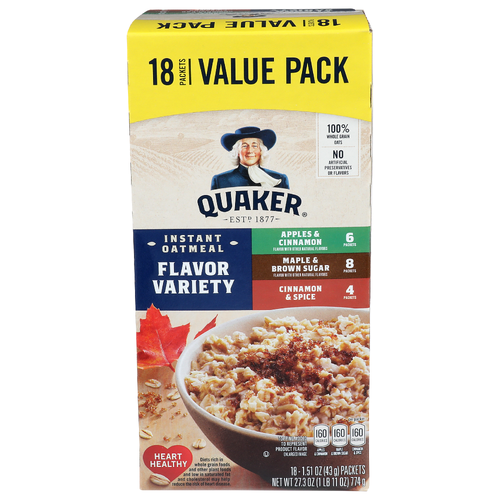 Quaker Flavor Variety Instant Oatmeal - 1.517 Ounce - 18 Count