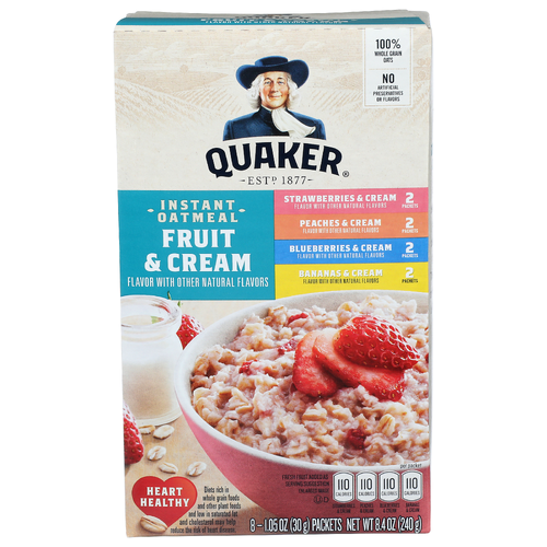 Quaker Fruit & Cream Instant Oatmeal - 1.05 Ounce - 8 Count