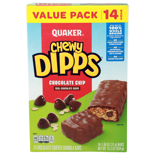 Quaker Chocolate Chip Chewy Dipps - 1.093 Ounce - 14 Count