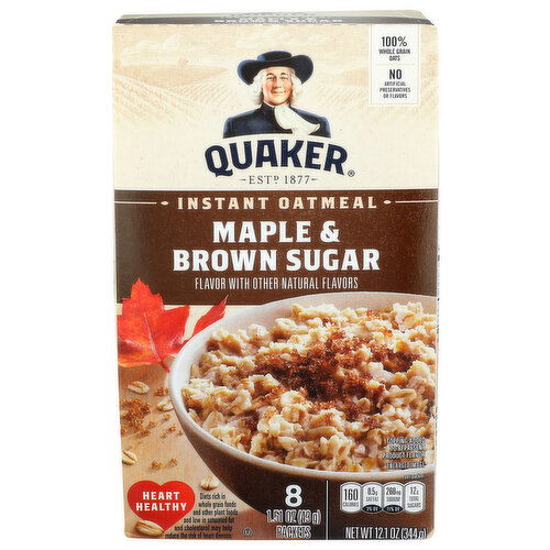 Quaker Maple & Brown Sugar Instant Oatmeal - 1.513 Ounce - 8 Count