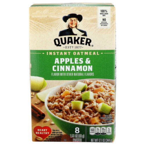 Quaker Apples & Cinnamon Instant Oatmeal - 1.513 Ounce - 8 Count
