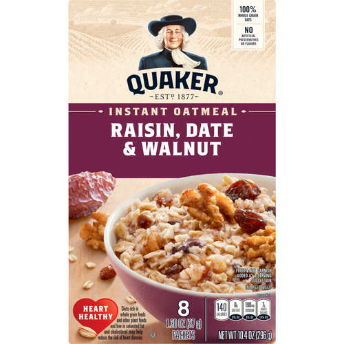 Quaker Instant Oatmeal Raisin Date & Walnut - 10.4 Ounce