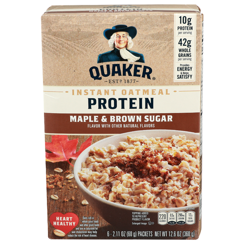 Quaker Maple & Brown Sugar Instant Oatmeal Protein - 2.1 Ounce - 6 Count