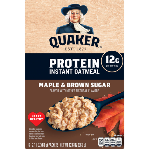 Quaker Protein Instant Oatmeal Maple & Brown Sugar - 12.6 Ounce