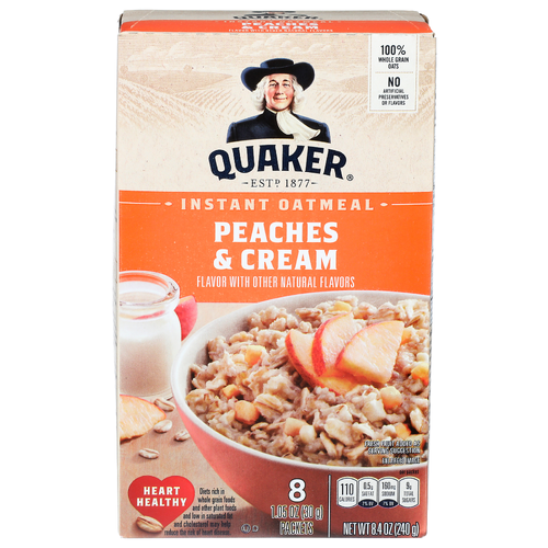 Quaker Peaches & Cream Instant Oatmeal - 1.05 Ounce - 8 Count