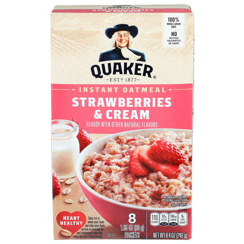 Quaker Strawberry & Cream Instant Oatmeal - 1.05 Ounce - 8 Count