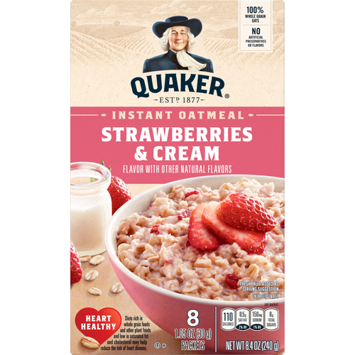 Quaker Instant Oatmeal Strawberries & Cream - 8.4 Ounce - 1 Count