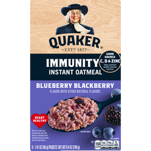Quaker Immunity Instant Oatmeal Blueberry Blackberry - 8.4 Ounce