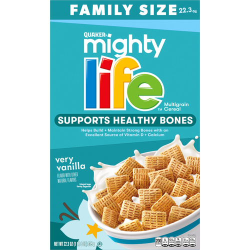 Quaker Mighty Life Multigrain Cereal Supports Healthy Bones Very Vanilla - 22.3 Ounce