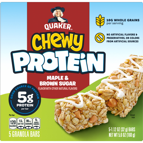 Quaker Maple & Brown Sugar Chewy Protein Granola Bars - 5.6 Ounce